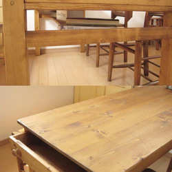 オーダーメイド / side drawer dining TABLE pine # width size order # 2枚目の画像