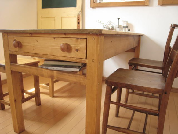 オーダーメイド / side drawer dining TABLE pine # width size order # 4枚目の画像