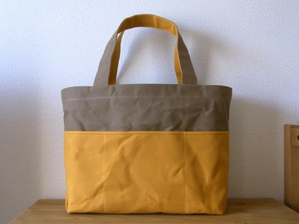 帆布 bicolor tote M (red×brown) 3枚目の画像