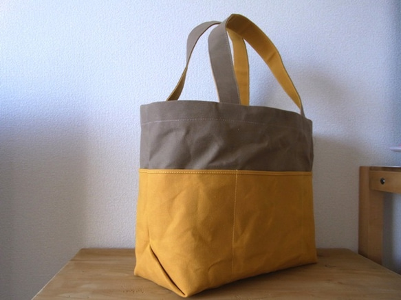 帆布 bicolor tote M (red×brown) 4枚目の画像