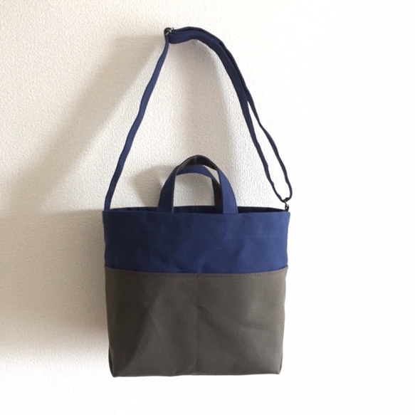 帆布 tebura (navy×khaki) 1枚目の画像