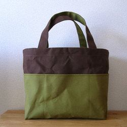 bicolor tote M (brown×green) 1枚目の画像