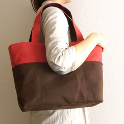 bicolor tote M (brown×green) 3枚目の画像