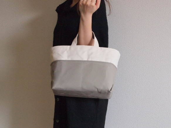 bicolor tote S (kinari×gray) 1枚目の画像