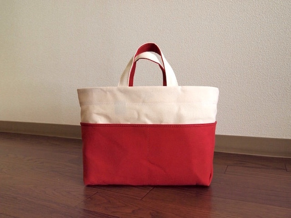 bicolor tote S (kinari×red) 1枚目の画像