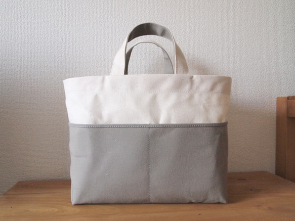 帆布 bicolor tote S (kinari × gray) 2枚目の画像