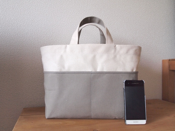 帆布 bicolor tote S (kinari × gray) 3枚目の画像