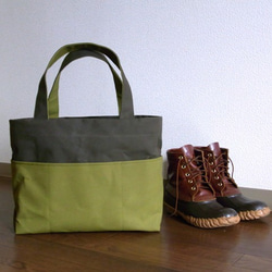 bicolor tote M (red×khaki) 5枚目の画像