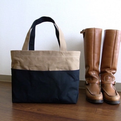 帆布 bicolor tote M (beige × black) 4枚目の画像