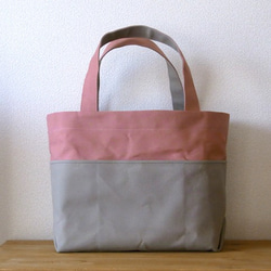 帆布 bicolor tote M (pink×gray) 1枚目の画像