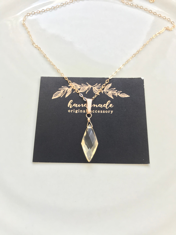 K14GF 宝石質シトリンAAAのダイヤカットネックレス ペンダント 5枚目の画像
