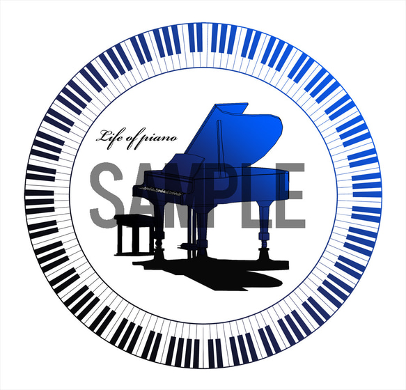 Life of piano/グランドピアノ青Tシャツ綿100%【男女兼用】楽器/音楽 3枚目の画像