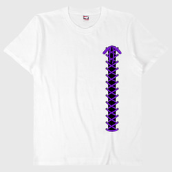 紫色編み上げ/lace-up/ゴシック風Tシャツ綿100%【男女兼用】 1枚目の画像