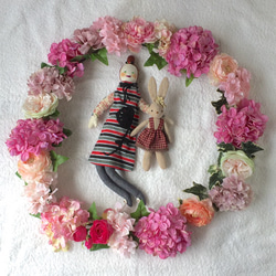 【もぐもぐ様専用・受注制作】ニューボーンフォト フラワーリース 花輪 ピンク アーティフィシャルフラワー baby 1枚目の画像