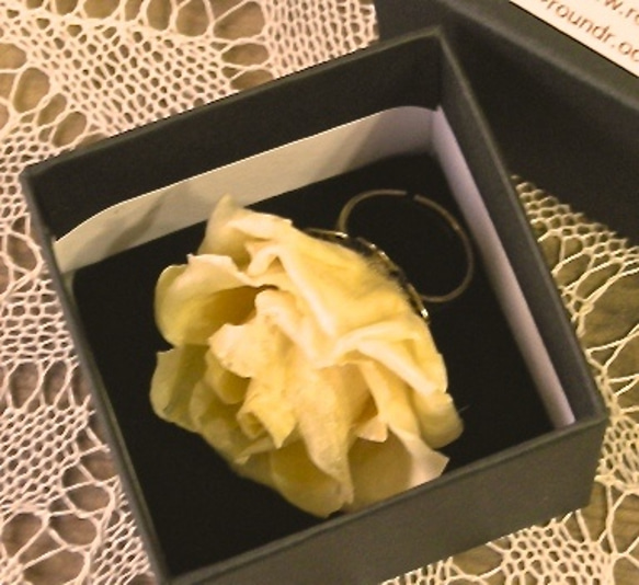 生花 バラL リング ルシードフラワー エクリュ クリームベージュ プロポーズリング 5枚目の画像