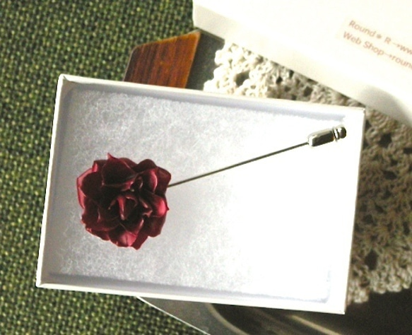 生花 バラS ピンブローチ ルシードフラワー ダークレッド 卒業式 入学式 卒園 入園 5枚目の画像