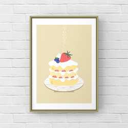 北欧 風 インテリア アート ポスター【 home made cake. 】:/ 067/ ケーキ お菓子 いちご 2枚目の画像