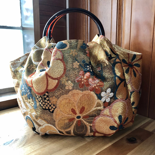 着物帯リメイク 手提げバッグ トートバッグ 桜桃 通販 12243030