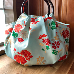 着物帯リメイク まんまる可愛い手提げバッグ トートバッグ 桜桃 通販