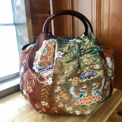❤プリン❤ ハンドメイド 帯 リメイク 着物帯リメイク まんまる可愛い手提げバッグ その他バッグ 桜桃 通販