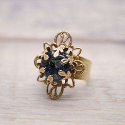 Starry heavens, Dark Blue, Glass, brass, Diamond shape ring 第1張的照片