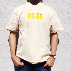 〔ふわり〕ビールＴシャツ｜ホワイト｜ベージュ｜ライトグレー 1枚目の画像