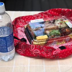 専用ページ　オレンジとわんこ柄「私のレジ袋 」お弁当が傾きにくいお弁当入れ  ほとんどのカタチに対応❗️オレンジ 5枚目の画像