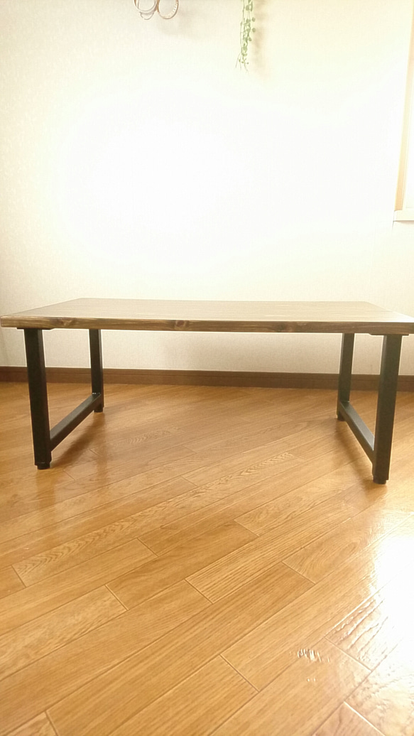 【再販】アンティーク風 iron×wood table・鉄脚テーブル  size W900×D500×H380 2枚目の画像