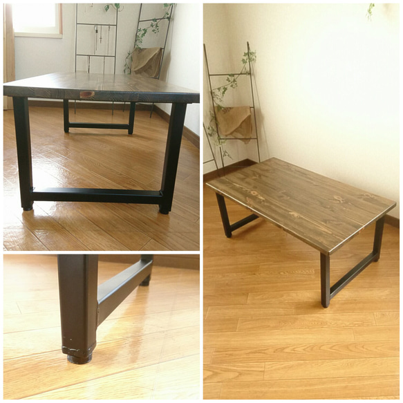 【再販】アンティーク風 iron×wood table・鉄脚テーブル  size W900×D500×H380 4枚目の画像