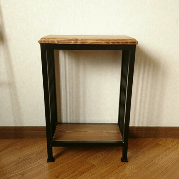 【北欧風iron×wood side table3】ミニシェルフ 2枚目の画像