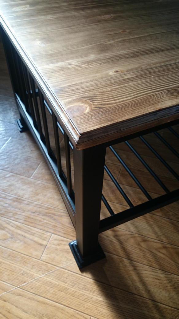 【北欧風鉄脚リビング テーブル】ローテーブル／90cm×55cm 2枚目の画像