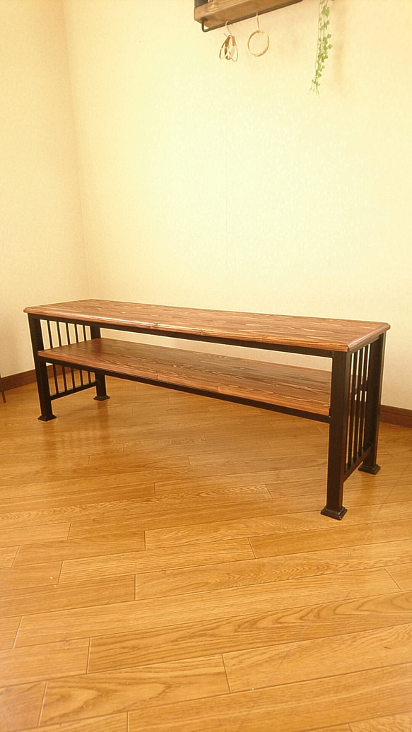 【北欧風アイアン&ウッドTVボード✨】90cm×32cm 2枚目の画像