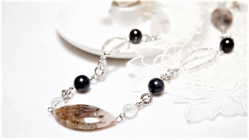 大ぶり 85cm* 深い心の傷やトラウマを癒す カコクセナイトインクォーツ・スギライトのロングネックレス