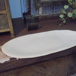 『モダン加飾楕円皿』パスタ皿カレー皿サンマ皿盛り皿 1枚目の画像