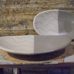 『モダン加飾楕円小皿』豆皿漬物皿銘々皿取り皿菓子皿 2枚目の画像