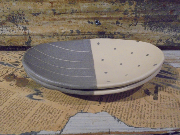 『モダン加飾楕円小皿』豆皿漬物皿銘々皿取り皿菓子皿 4枚目の画像