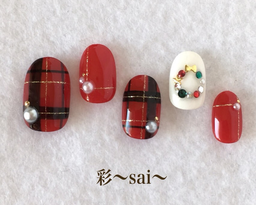 赤系チェック ポンチョ クリスマスカラー 赤系チェック ポンチョ クリスマスカラー