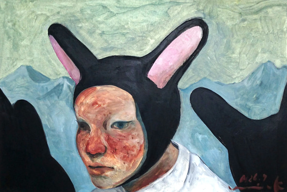 "rabbit boy" - oil drawing 3枚目の画像