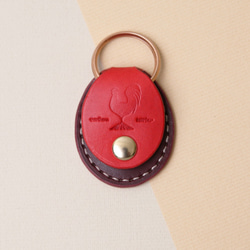 レザーキーホルダー『 momiji 』｜便利な500円玉が入るポケット付 3枚目の画像
