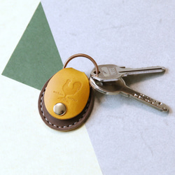 レザー キーホルダー 長方形タイプ☆刻印可☆ヌメ革 本革 レザー