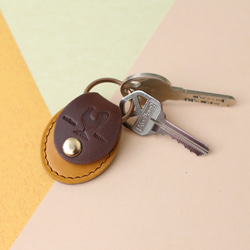 レザー キーホルダー 長方形タイプ☆刻印可☆ヌメ革 本革 レザー