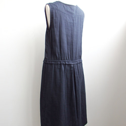 cotton waist ribbon one-piece ダークネイビー 2枚目の画像