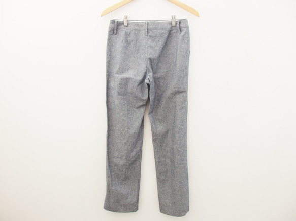 linen cotton straight pants ブルー 2枚目の画像