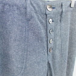 linen cotton straight pants ブルー 3枚目の画像