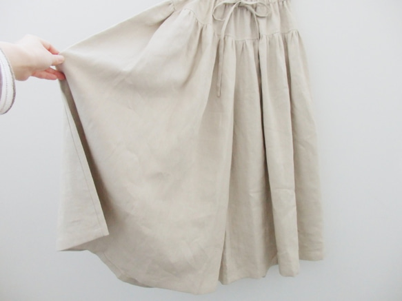 リネンキュロットスカート サンドベージュ 4枚目の画像