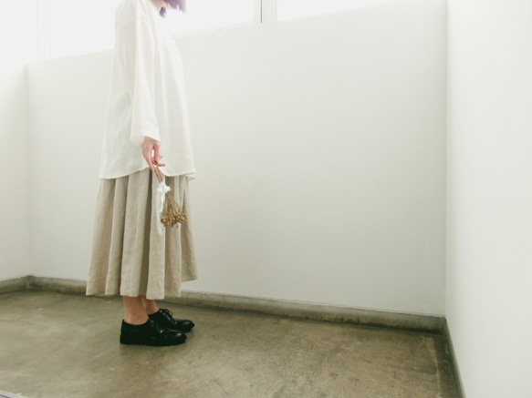 リネンキュロットスカート サンドベージュ 5枚目の画像