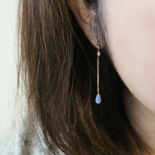 14kgfピジョットカラーオパールピアス/イヤリング