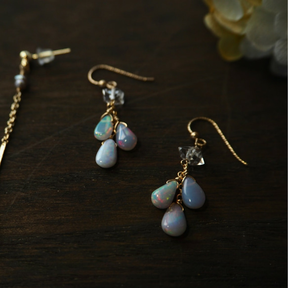 14kgfピジョットカラーオパールピアス/イヤリング 14kgfピジョットカラーオパールピアス/イヤリング 14kgfチェーンと