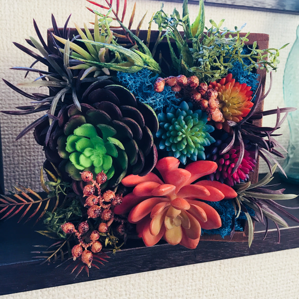 フェイク多肉植物壁掛け.ディスプレイアレンジ 2枚目の画像