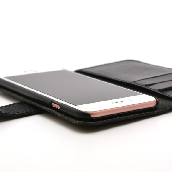 iPhone6/6s 手機殼 日本栃木皮革真皮製/牛皮黑色 第3張的照片
